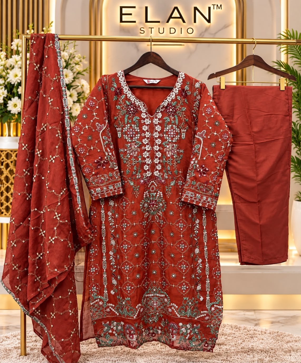 BILQIS B-287 Chiffon Heavy Embroidered Designer Suit