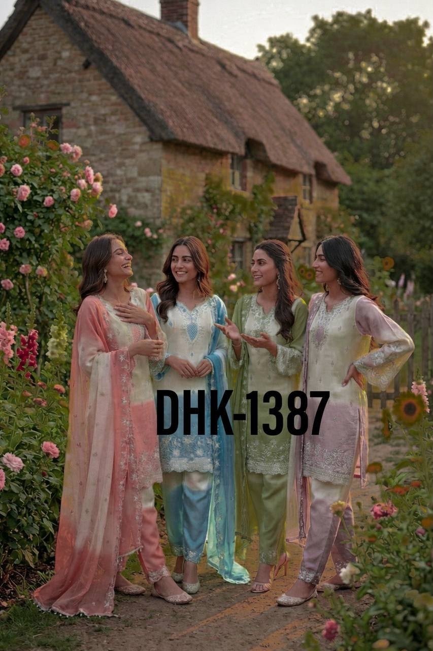 DHK-1387 Pure GMY Silk Pakistani Designer Suit