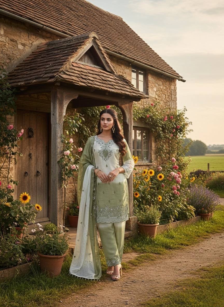 DHK-1387 Pure GMY Silk Pakistani Designer Suit