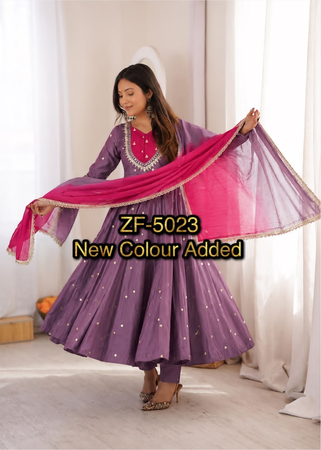 ZF-5023 Real Mirror Embroidered Designer Anarkali