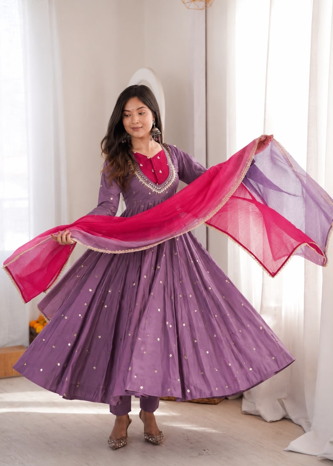 ZF-5023 Real Mirror Embroidered Designer Anarkali