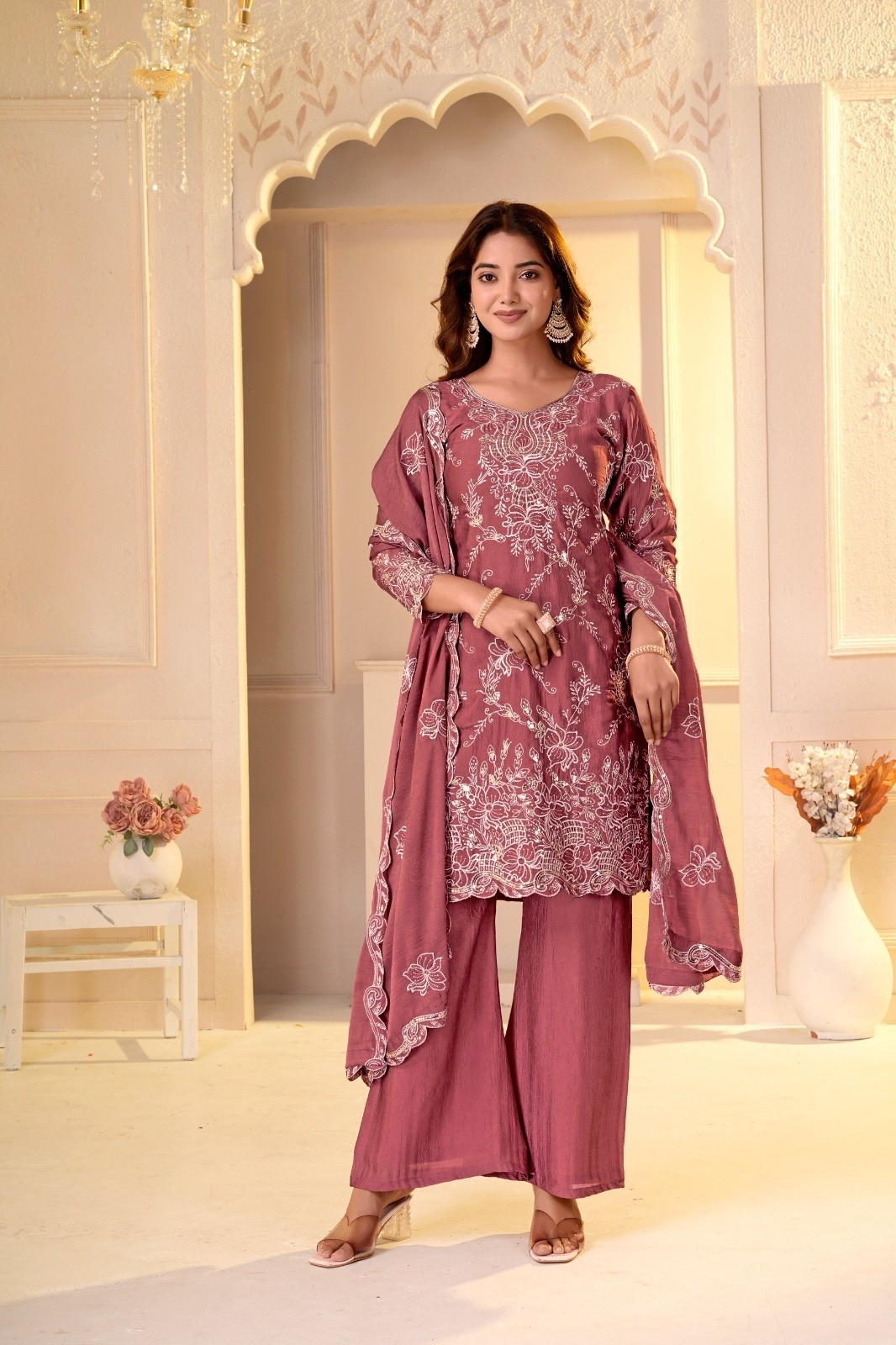 FE-154 Rangoli Crush Designer Embroidered Suit