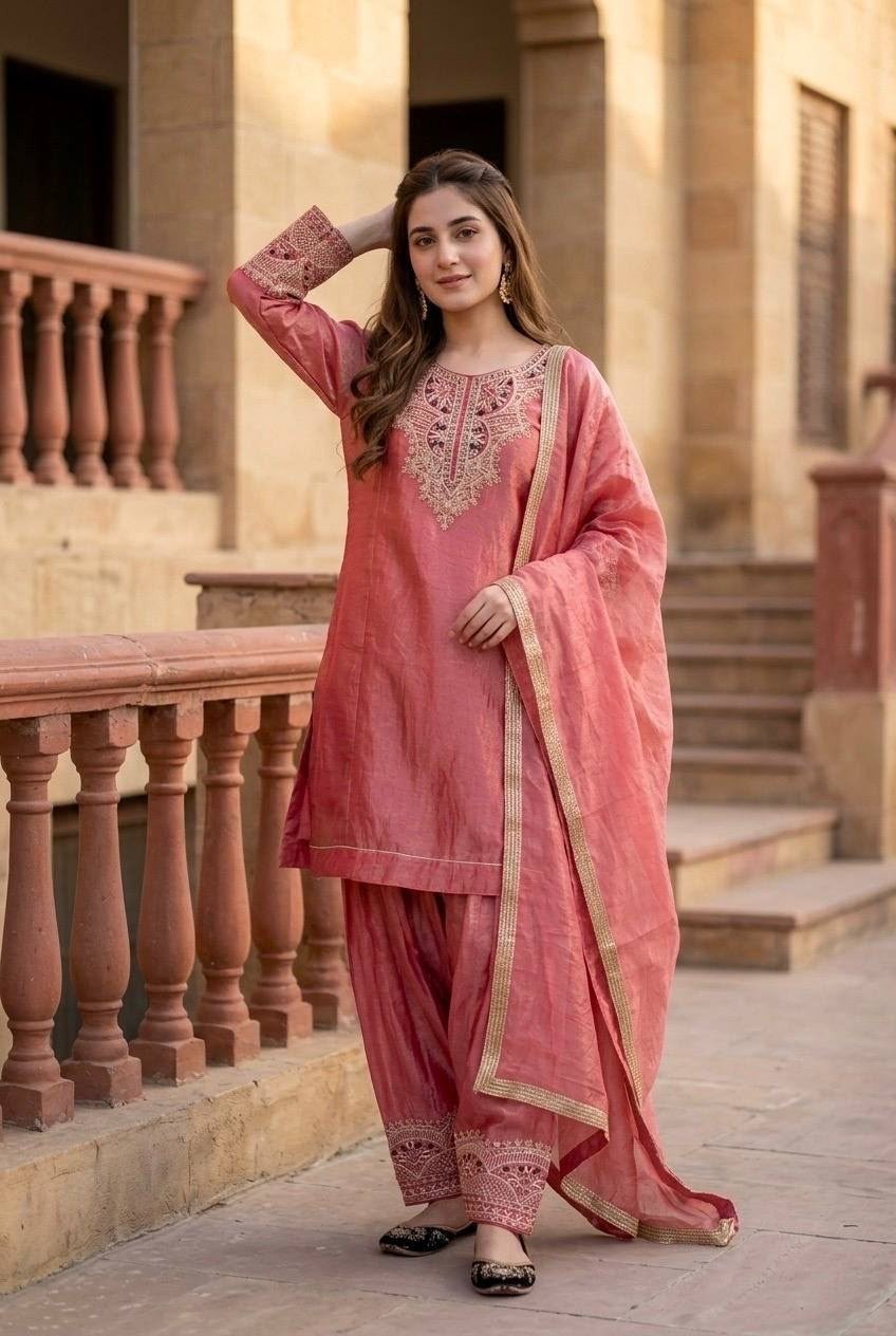 KF-1728 Heavy Fendy Silk Designer Palazzo Set