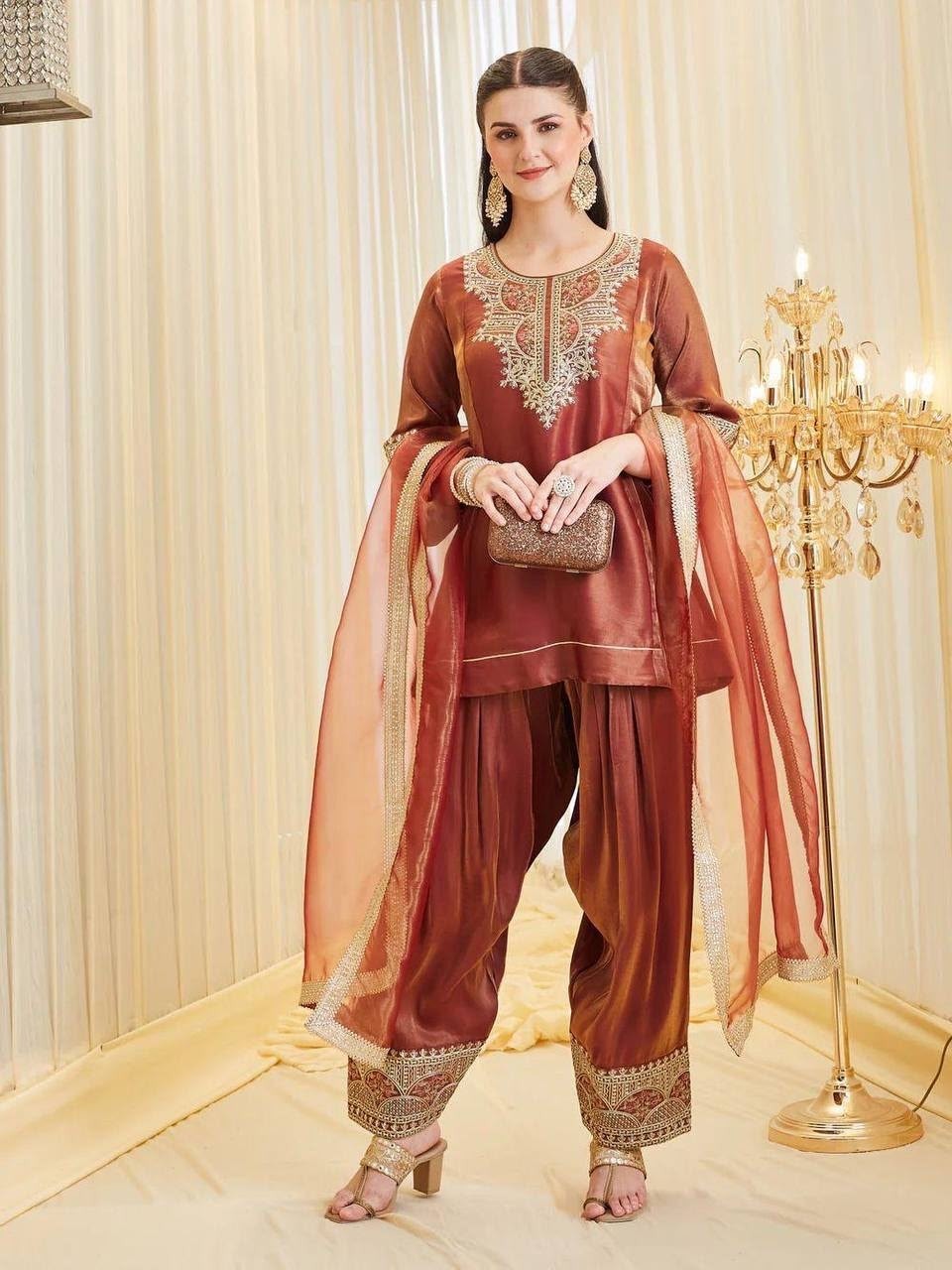 KF-1728 Heavy Fendy Silk Designer Palazzo Set
