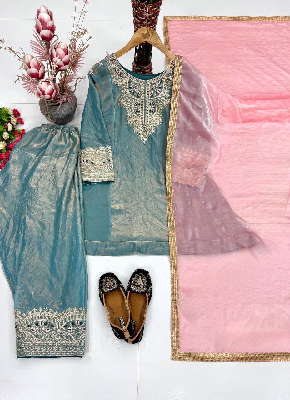 KF-1728 Heavy Fendy Silk Designer Palazzo Set
