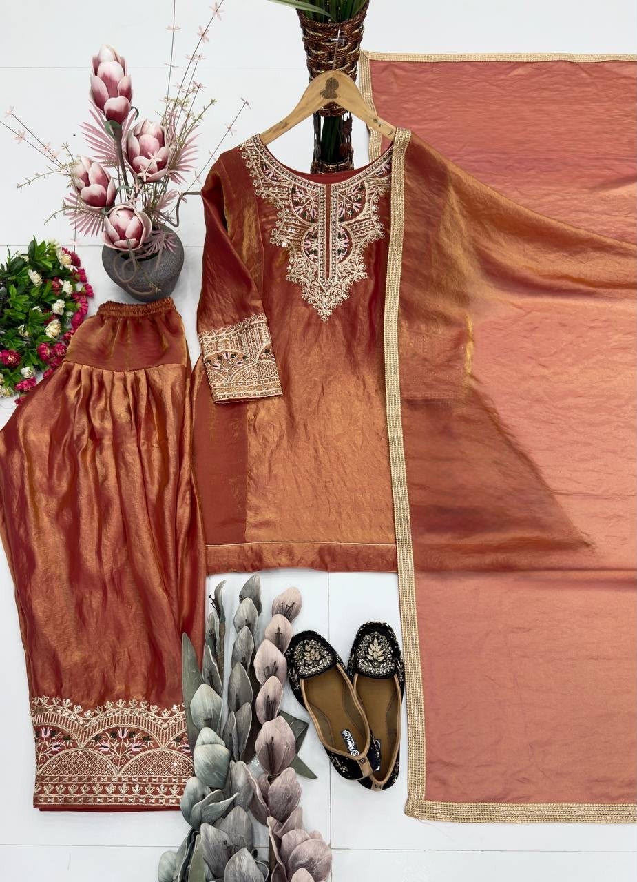 KF-1728 Heavy Fendy Silk Designer Palazzo Set