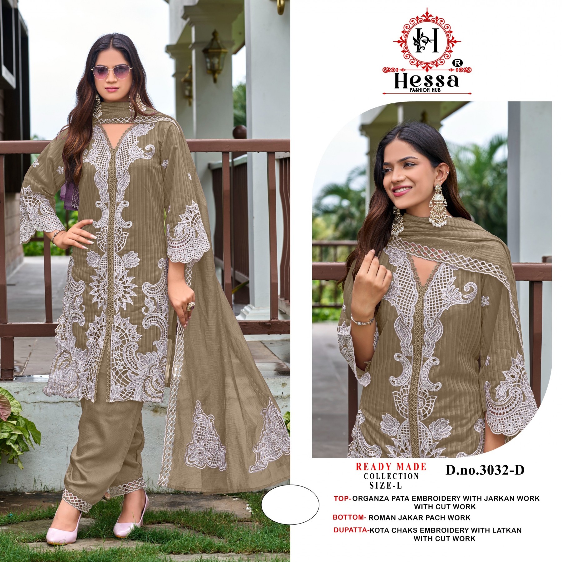 Latika Designer Suit 3032 Organza Pata Collection