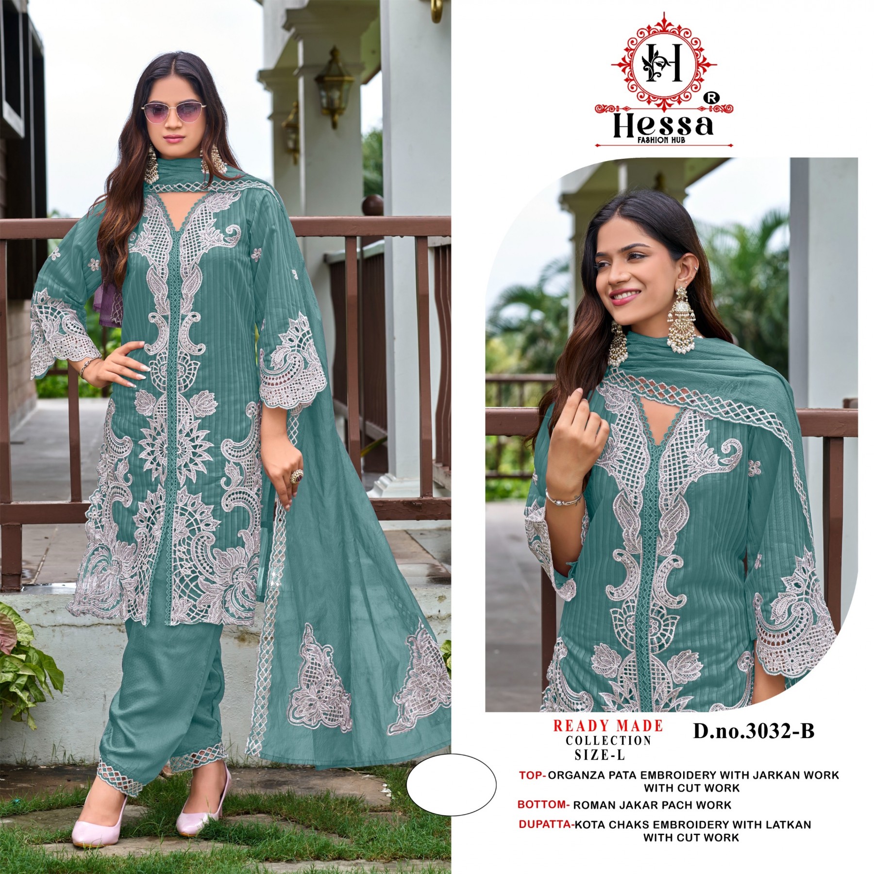 Latika Designer Suit 3032 Organza Pata Collection
