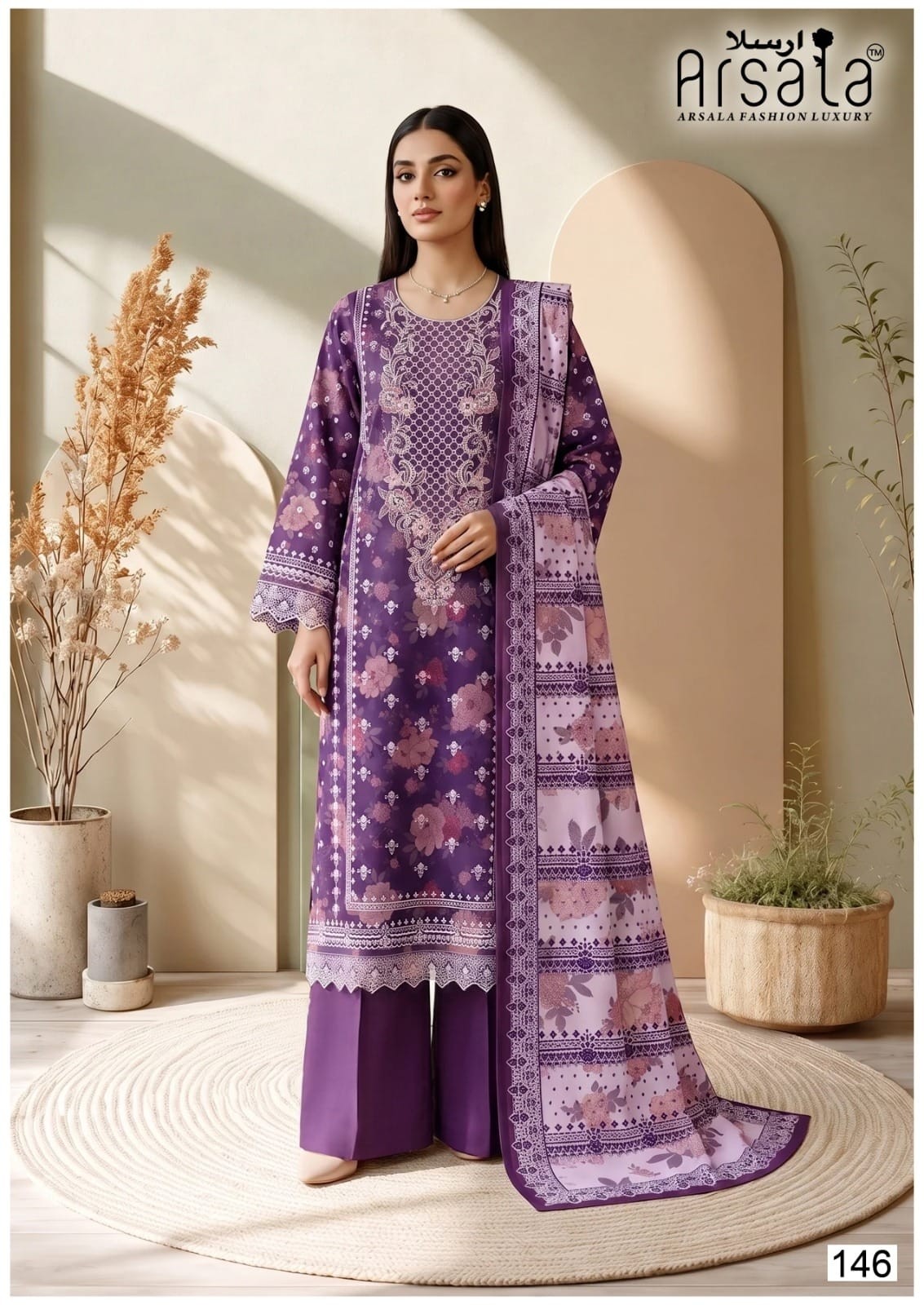 Shop ARSALA FASHION AMARA Vol.5 Heavy Cotton Luxury Collection with Pure Lawn Cotton top, bottom and Pure Cotton dupatta. Design 06 at ₹415/-.