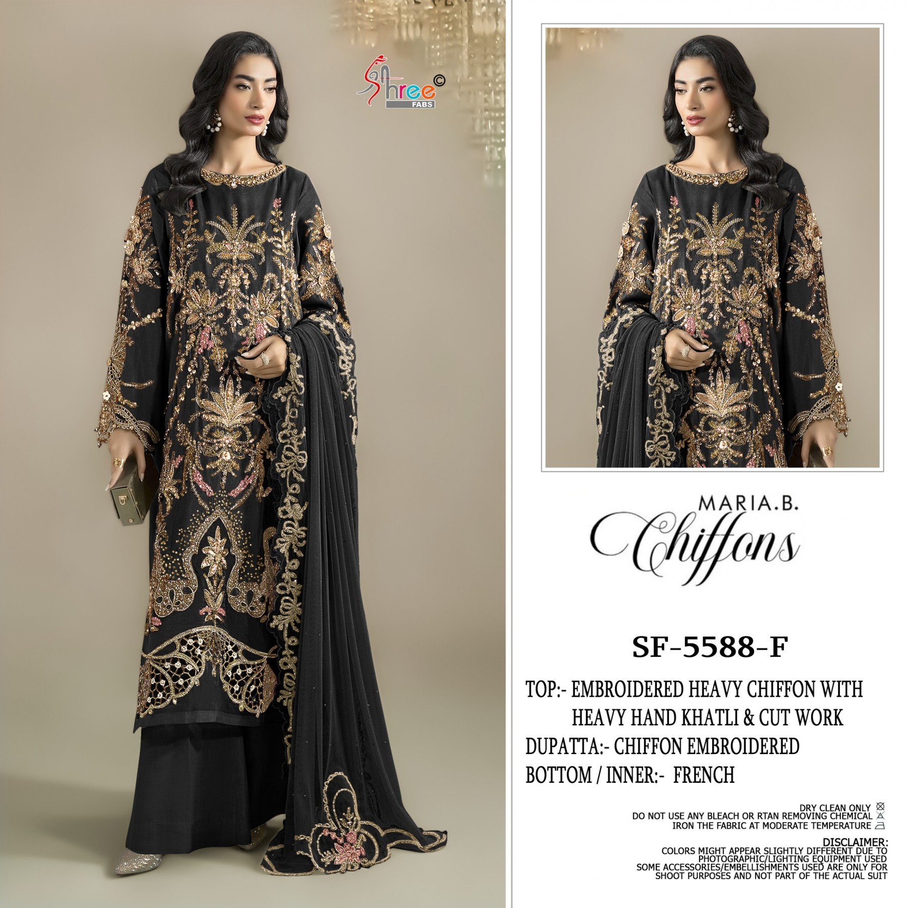 SF-5588 | Heavy Chiffon Hand Khatli & Cut Work Suit