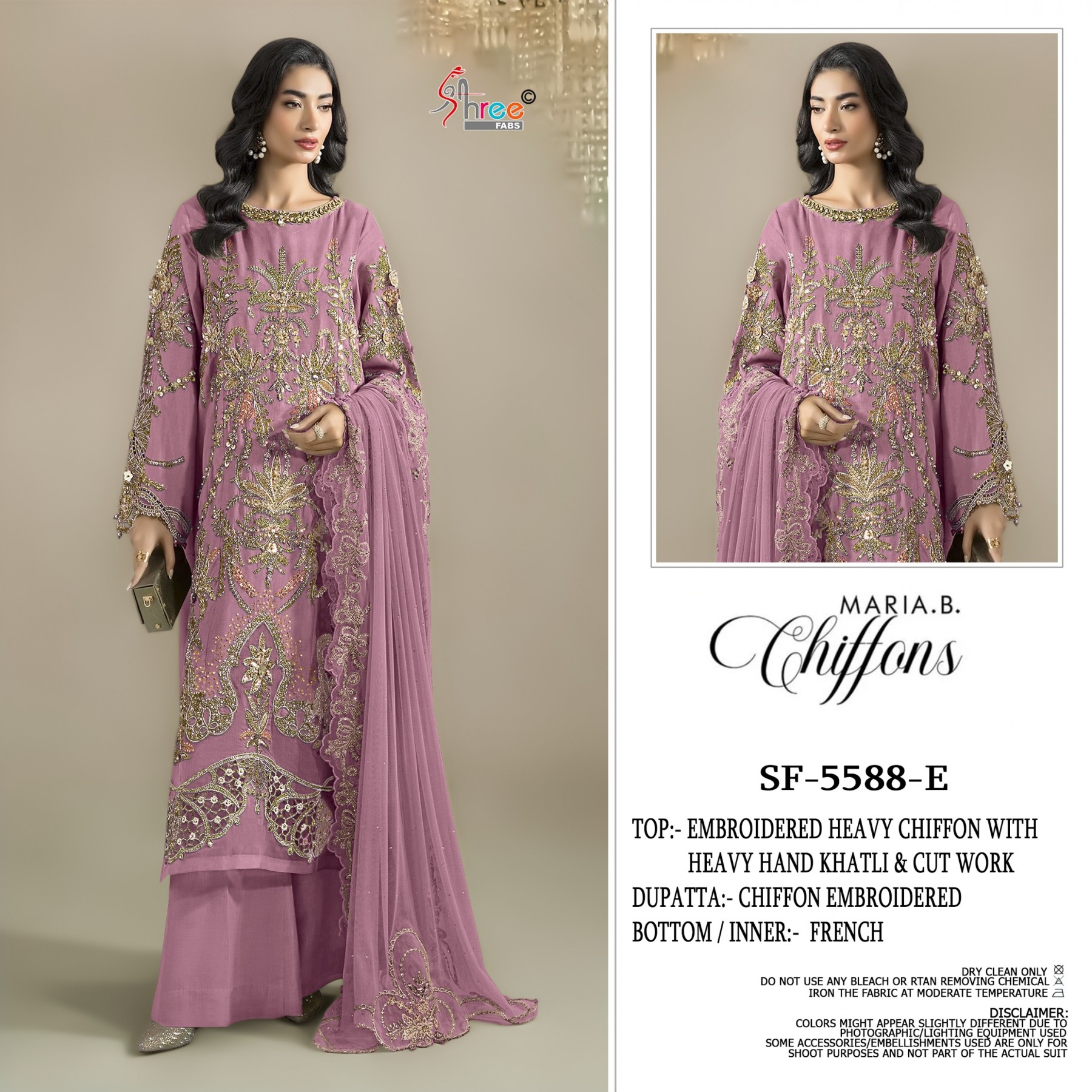 SF-5588 | Heavy Chiffon Hand Khatli & Cut Work Suit