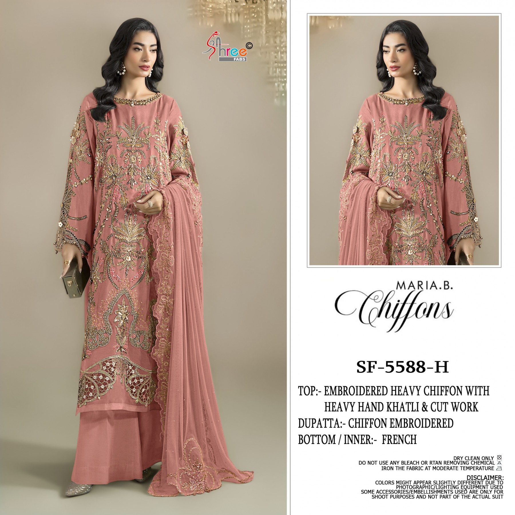 SF-5588 | Heavy Chiffon Hand Khatli & Cut Work Suit
