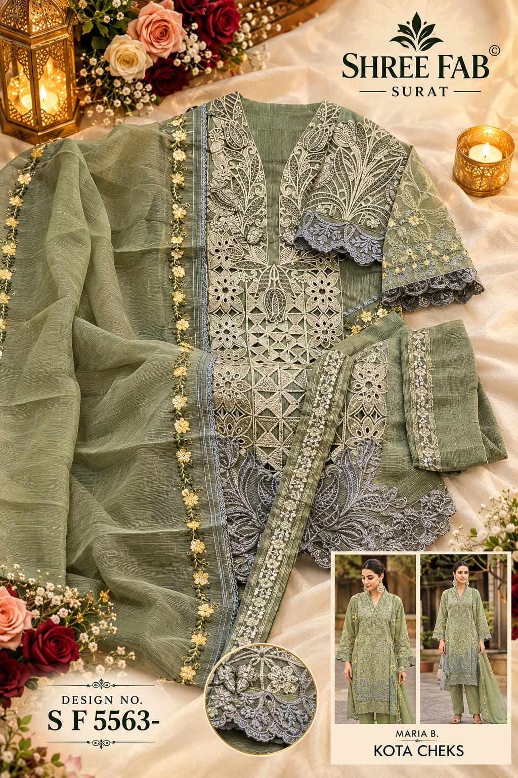 SHREE FABS | SF-5563 | Heavy Kota Checks Hand Khat Collection