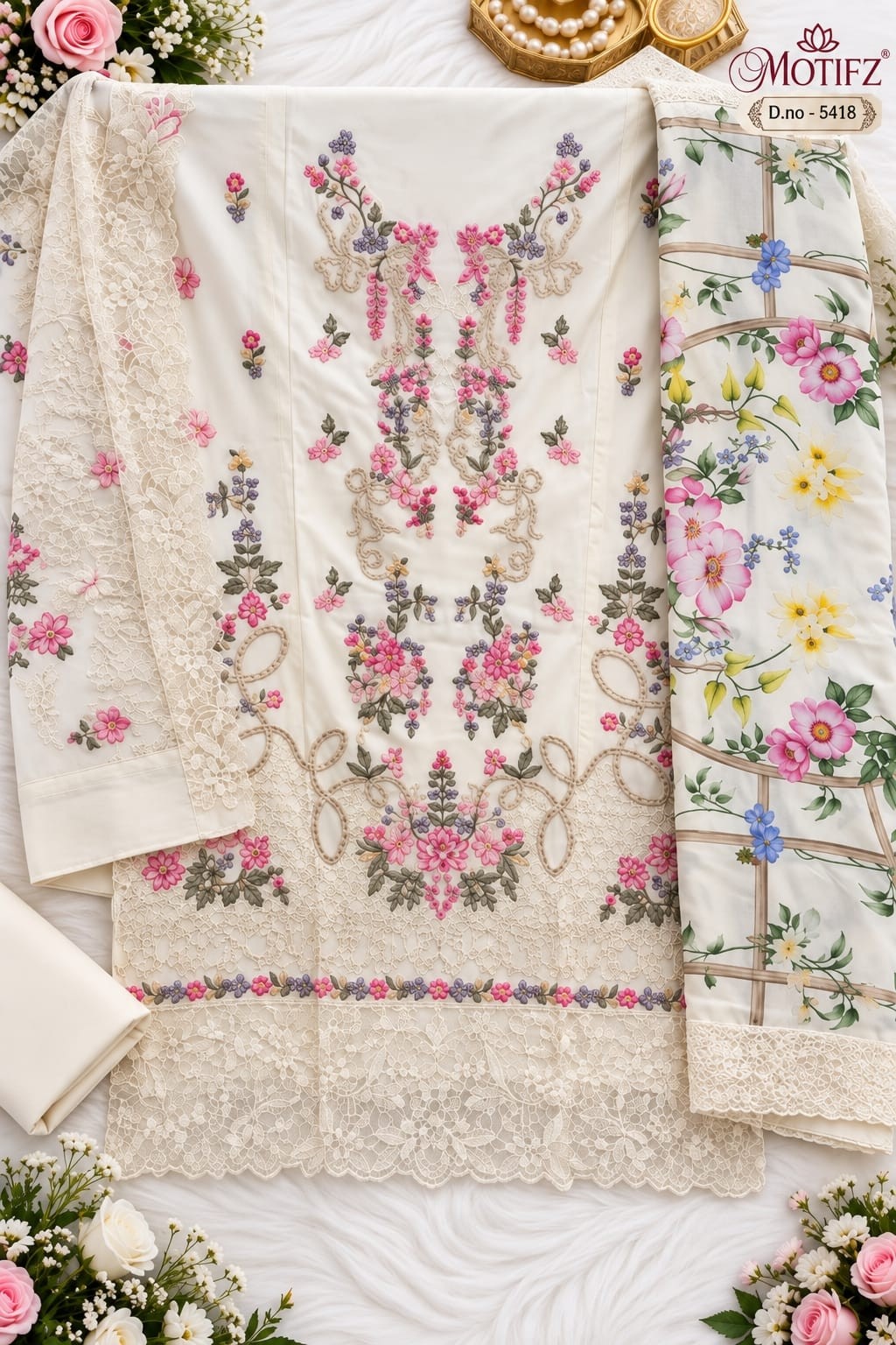 MARIA B | 5418 | Pure Cambric Cotton Embroidered Collection