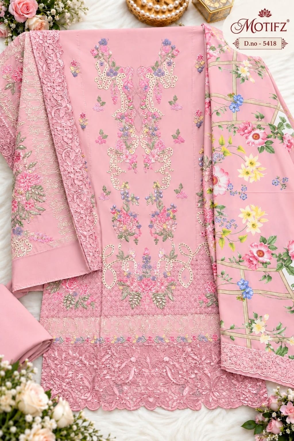 MARIA B | 5418 | Pure Cambric Cotton Embroidered Collection