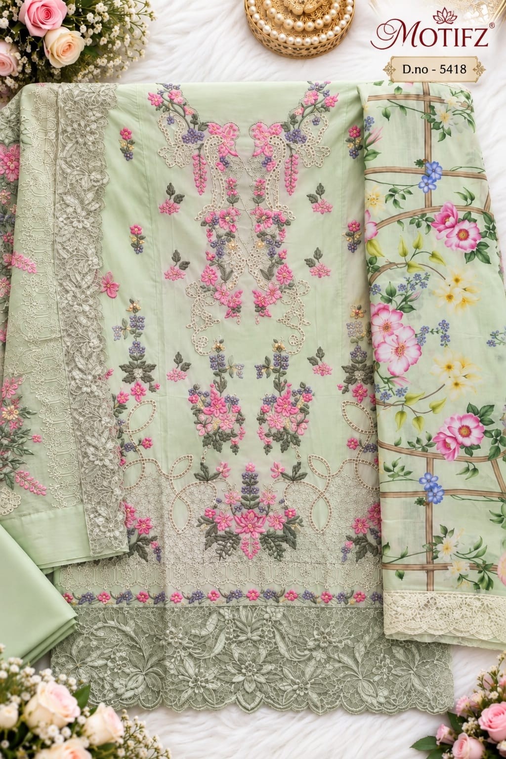 MARIA B | 5418 | Pure Cambric Cotton Embroidered Collection