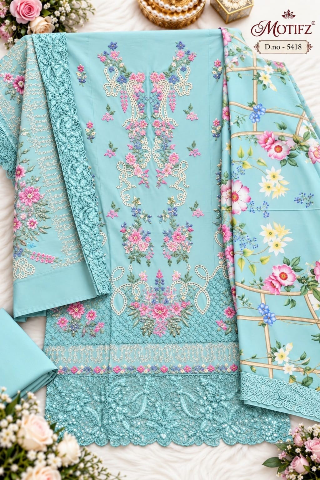 MARIA B | 5418 | Pure Cambric Cotton Embroidered Collection