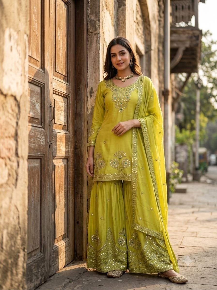 WW-1284 | Natural Satin Silk A-Line Embroidered Collection