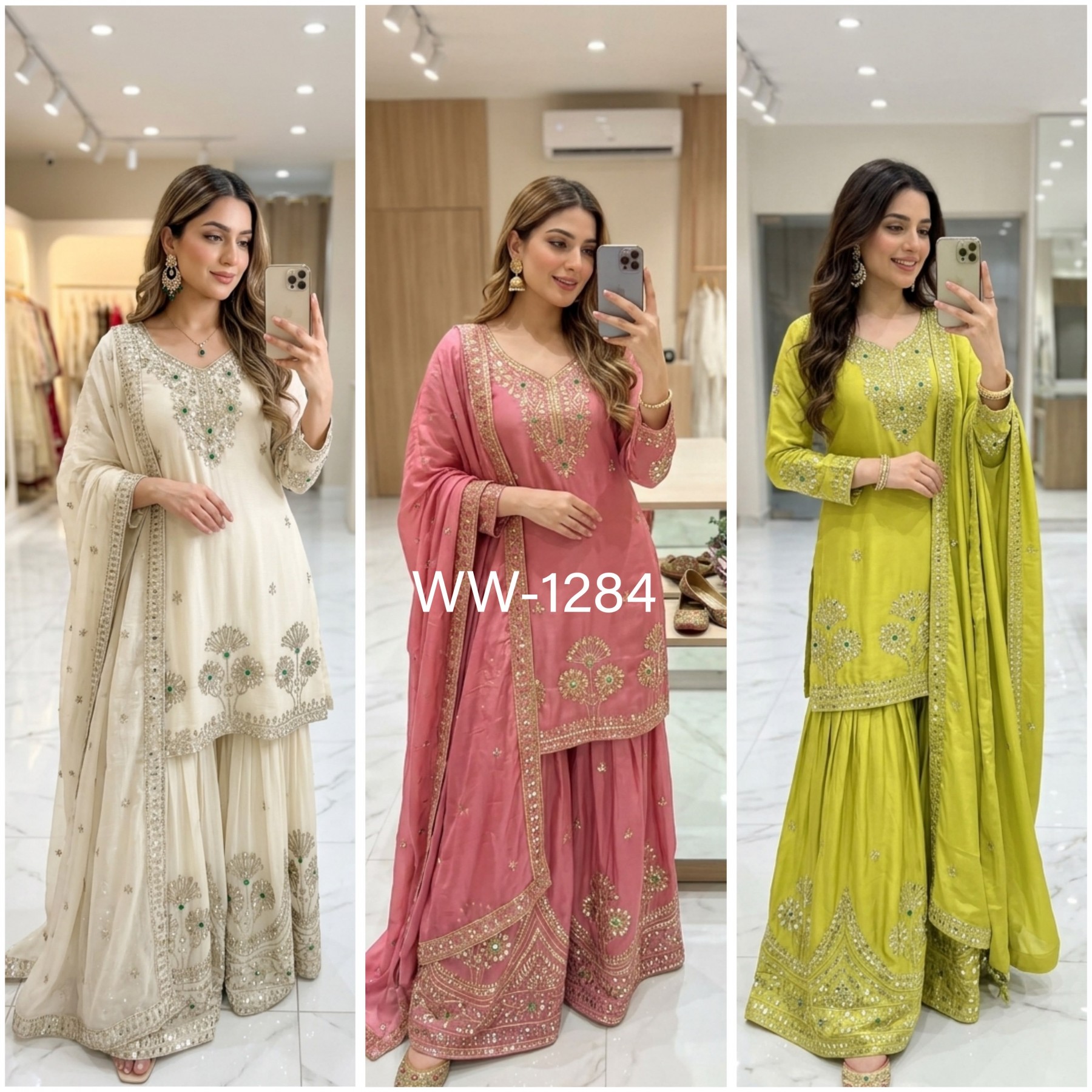 WW-1284 | Natural Satin Silk A-Line Embroidered Collection