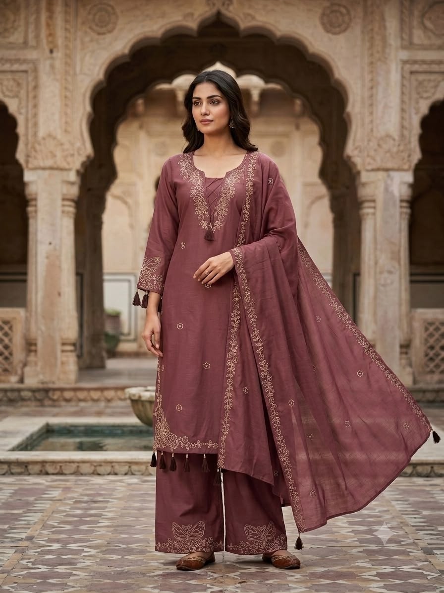 BE-513 | Leo Denting Mirror Embroidered Designer Collection