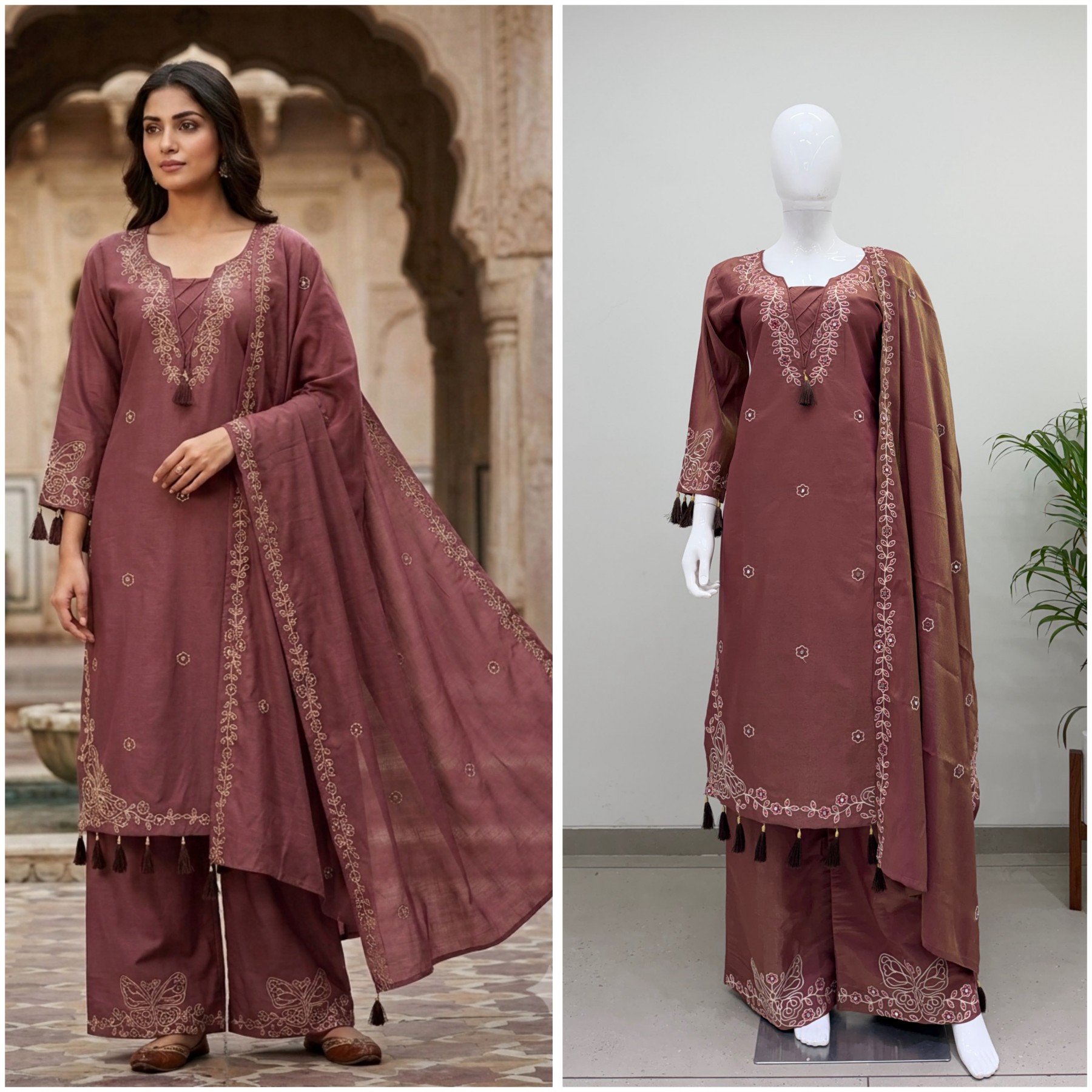 BE-513 | Leo Denting Mirror Embroidered Designer Collection