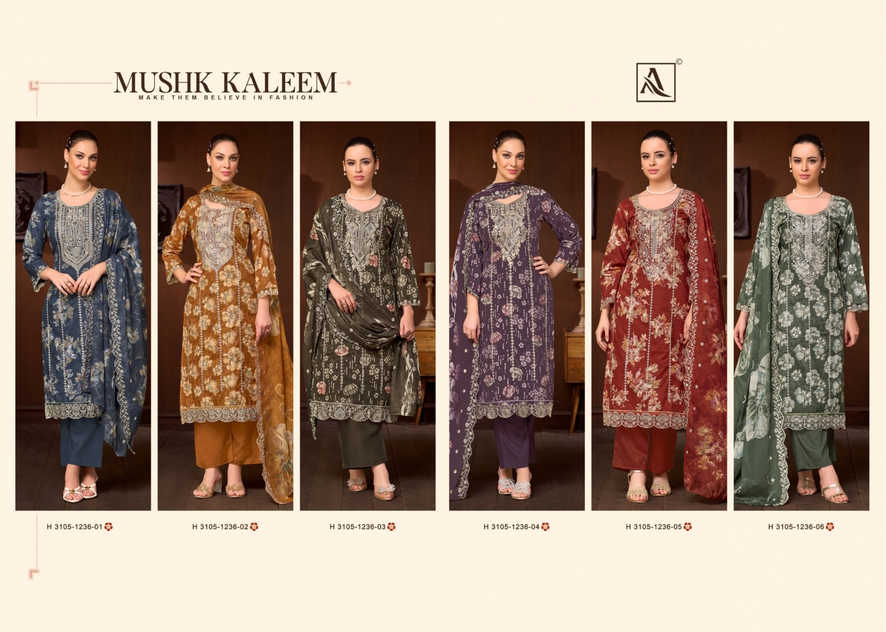 ALOK SUIT | MUSHK KALEEM | Pure Cambric Cotton Designer Collection