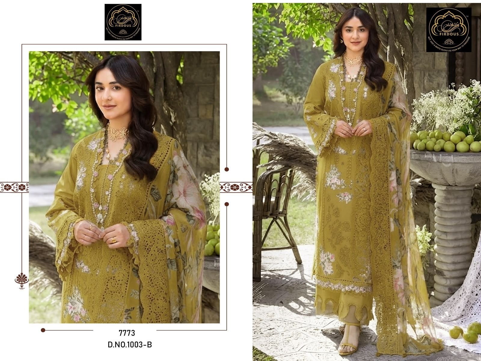 FIRDOUS | ELAF Luxury Lawn 7773 | Embroidered Cotton Collection
