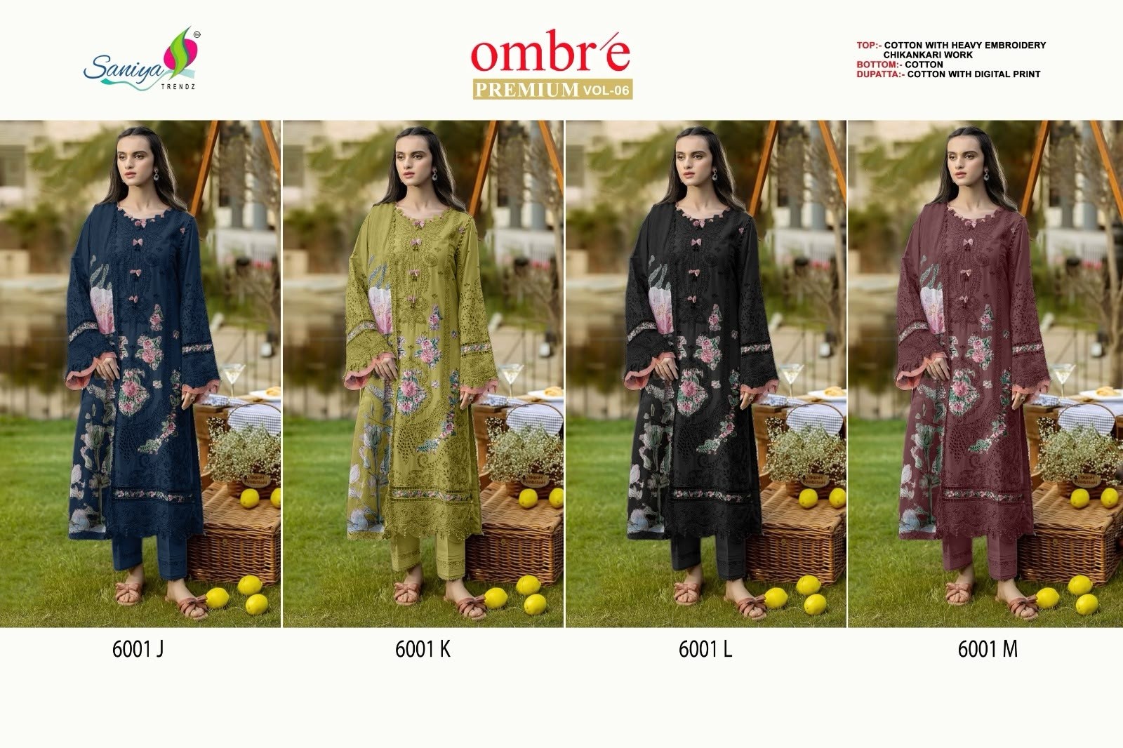 SANIYA TRENDZNX | OMBRÉ VOL-06 | Cotton Chikankari Collection