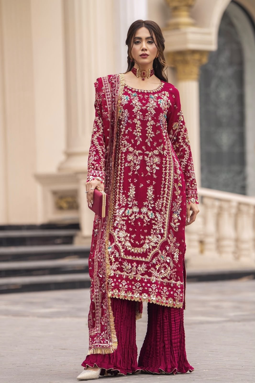 SRK-5333 Heavy Faux Georgette Sequence Embroidered Designer Set