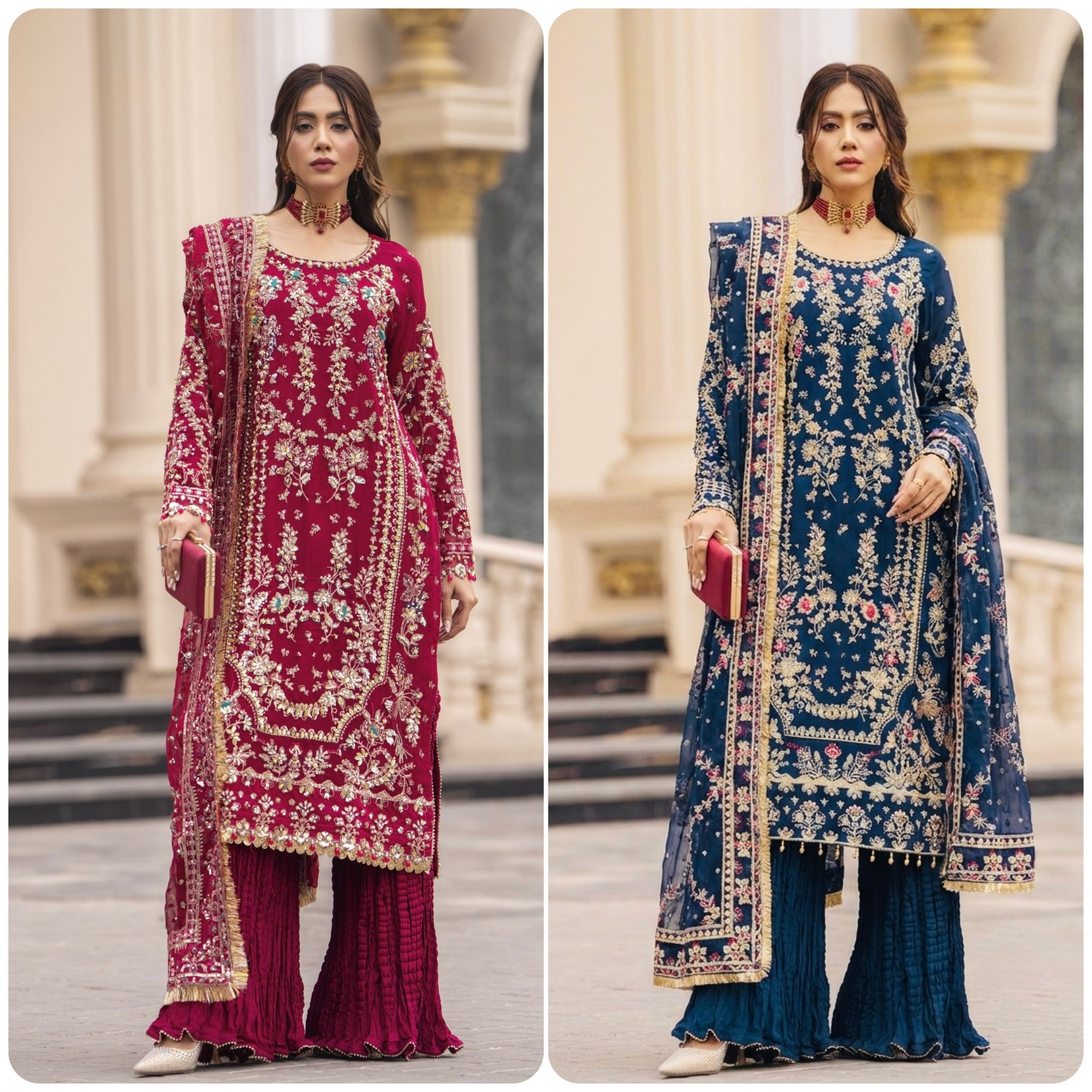 SRK-5333 Heavy Faux Georgette Sequence Embroidered Designer Set