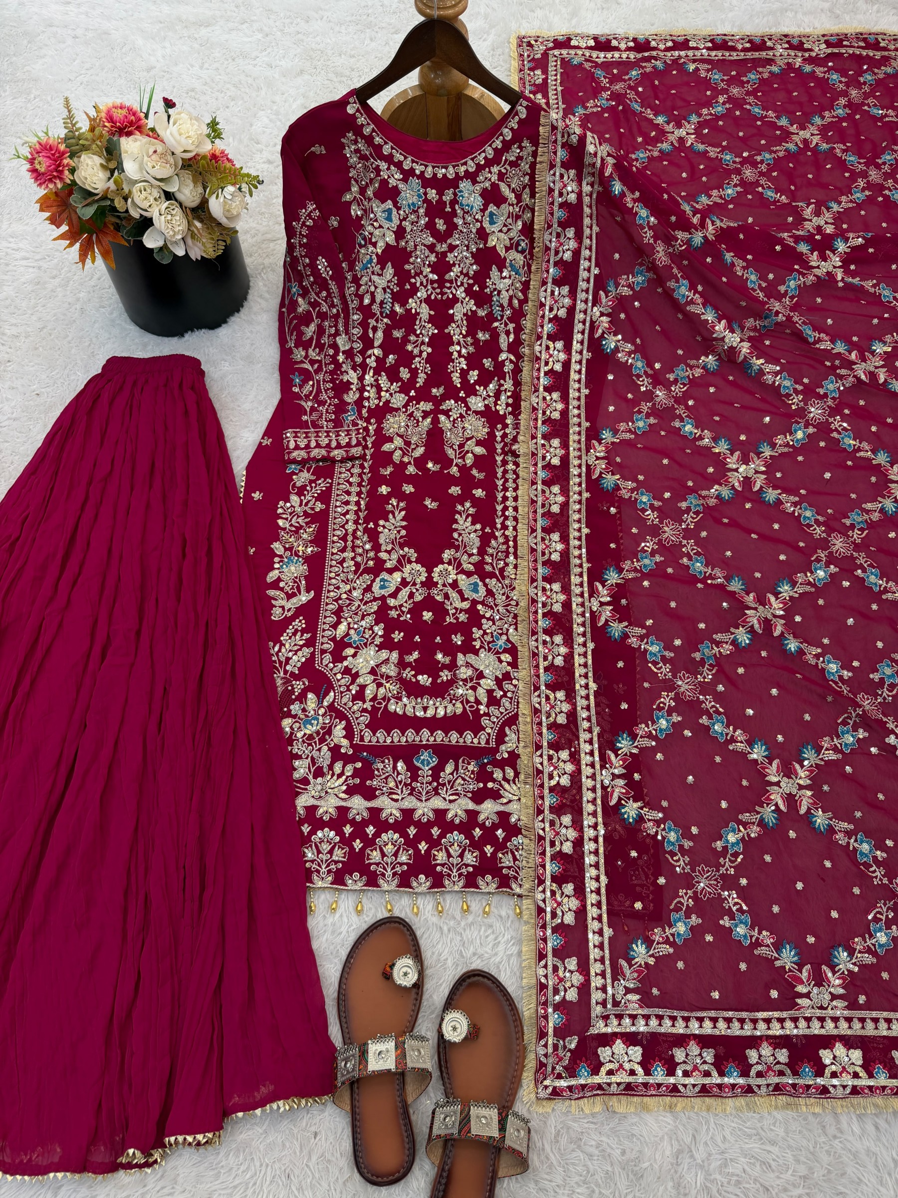 SRK-5333 Heavy Faux Georgette Sequence Embroidered Designer Set