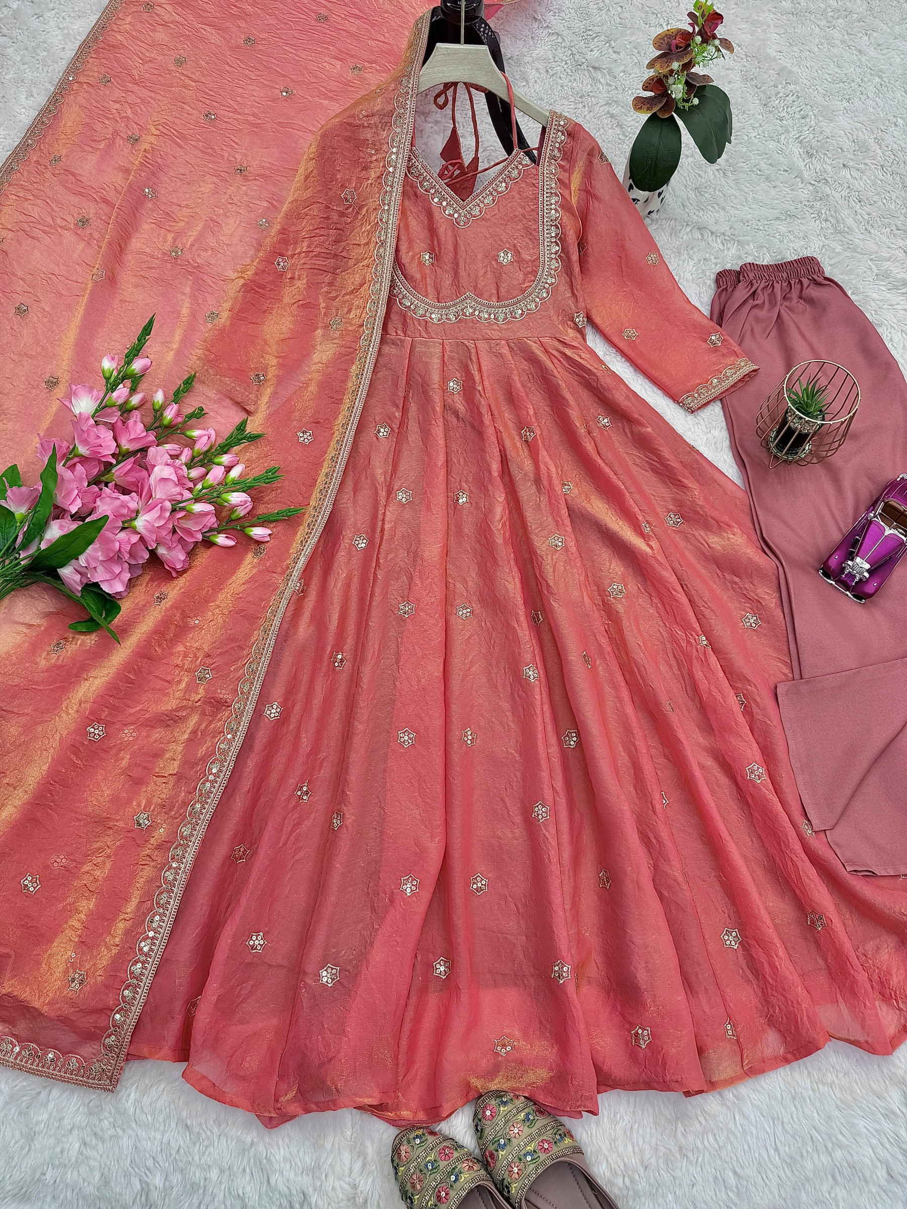 SSC-686 Heavy Fandy Silk Embroidered Party Wear Gown