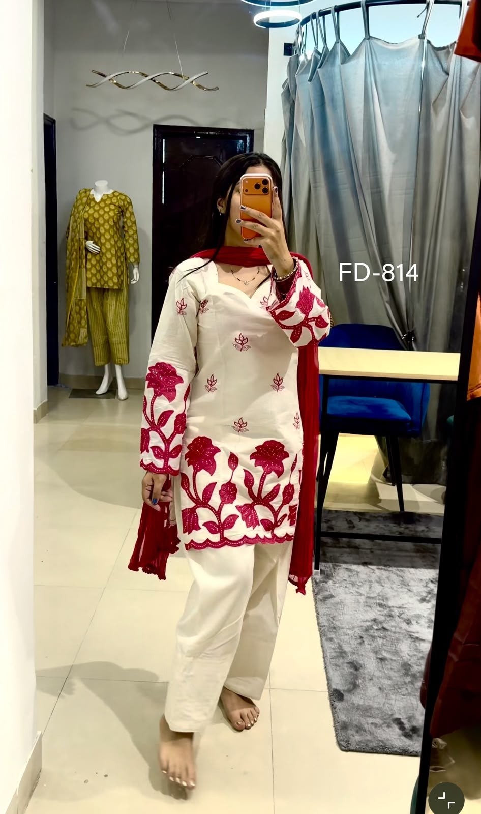 FD-814 Slub Rayon Cotton Embroidered Farshi Designer Suit