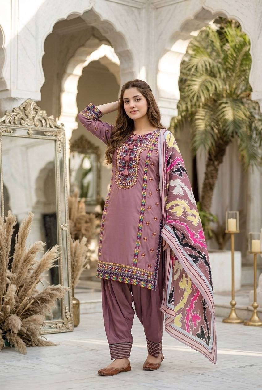 MT-1077 Heavy Natural Silk Embroidered Designer Collection