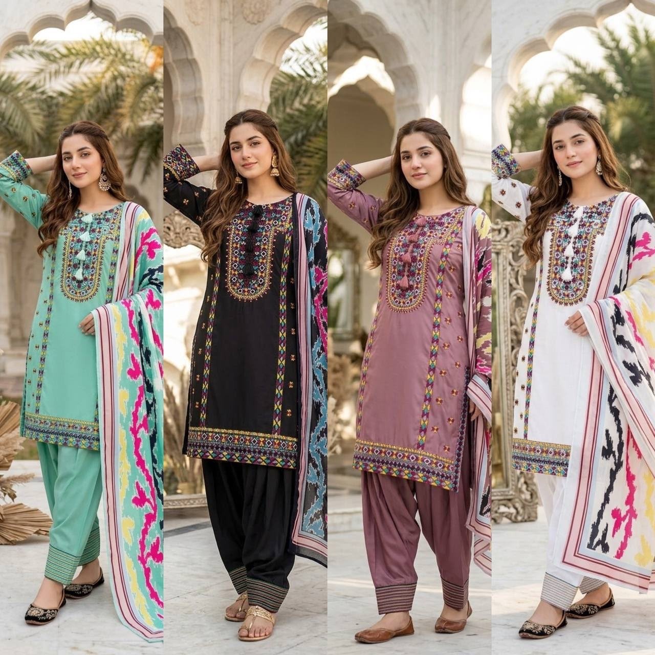 MT-1077 Heavy Natural Silk Embroidered Designer Collection