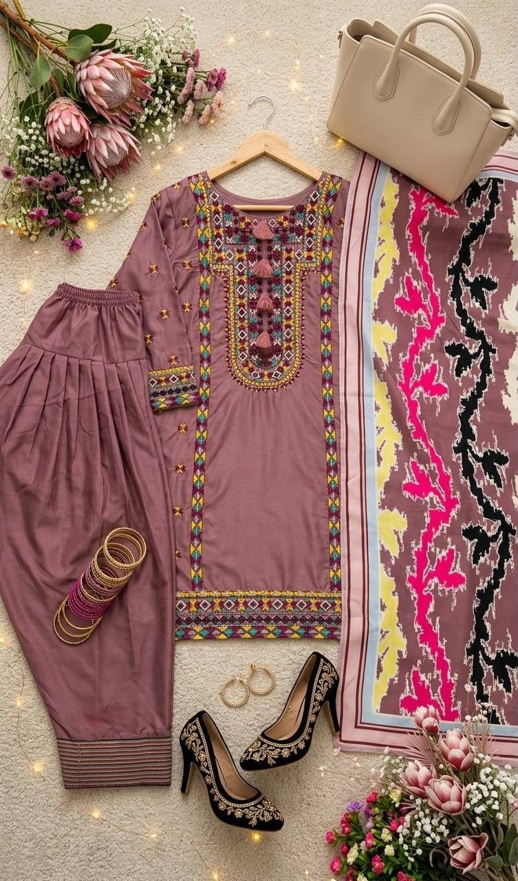 MT-1077 Heavy Natural Silk Embroidered Designer Collection