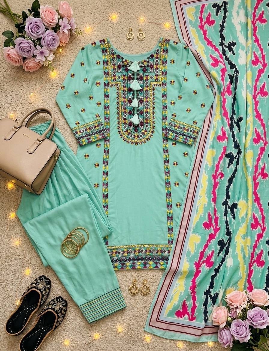 MT-1077 Heavy Natural Silk Embroidered Designer Collection