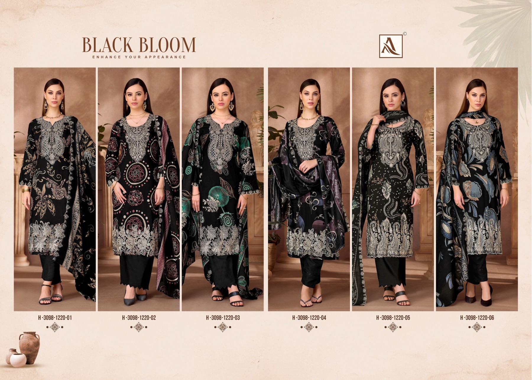 ALOK SUIT | BLACK BLOOM | Pure Reyon Designer Collection