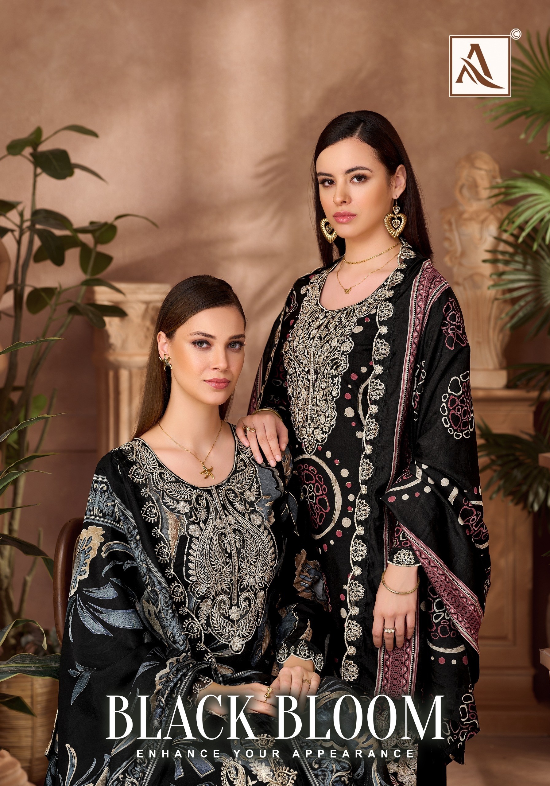 ALOK SUIT | BLACK BLOOM | Pure Reyon Designer Collection