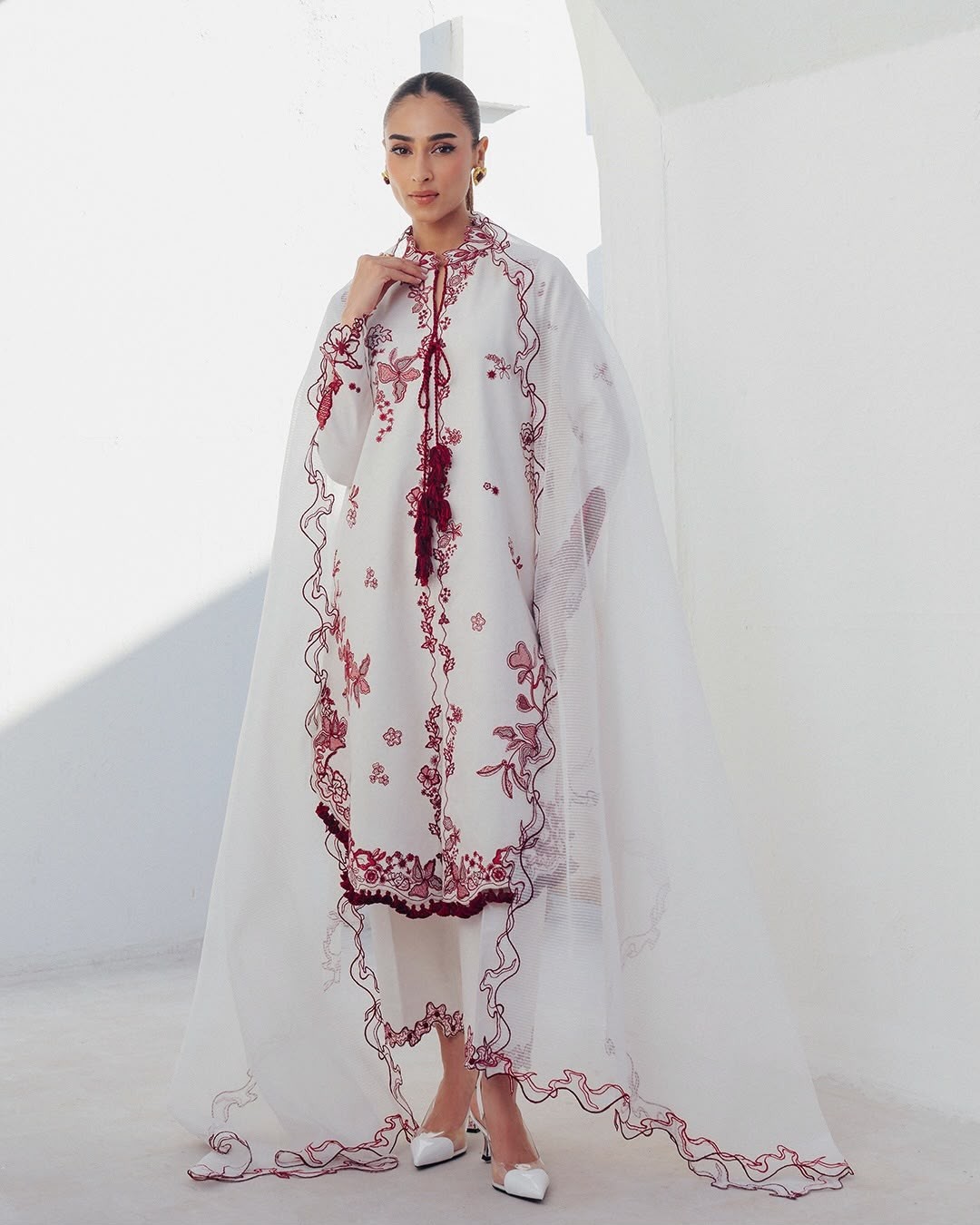 LG-2153 | Roman Silk Pakistani Embroidered Kurti Set