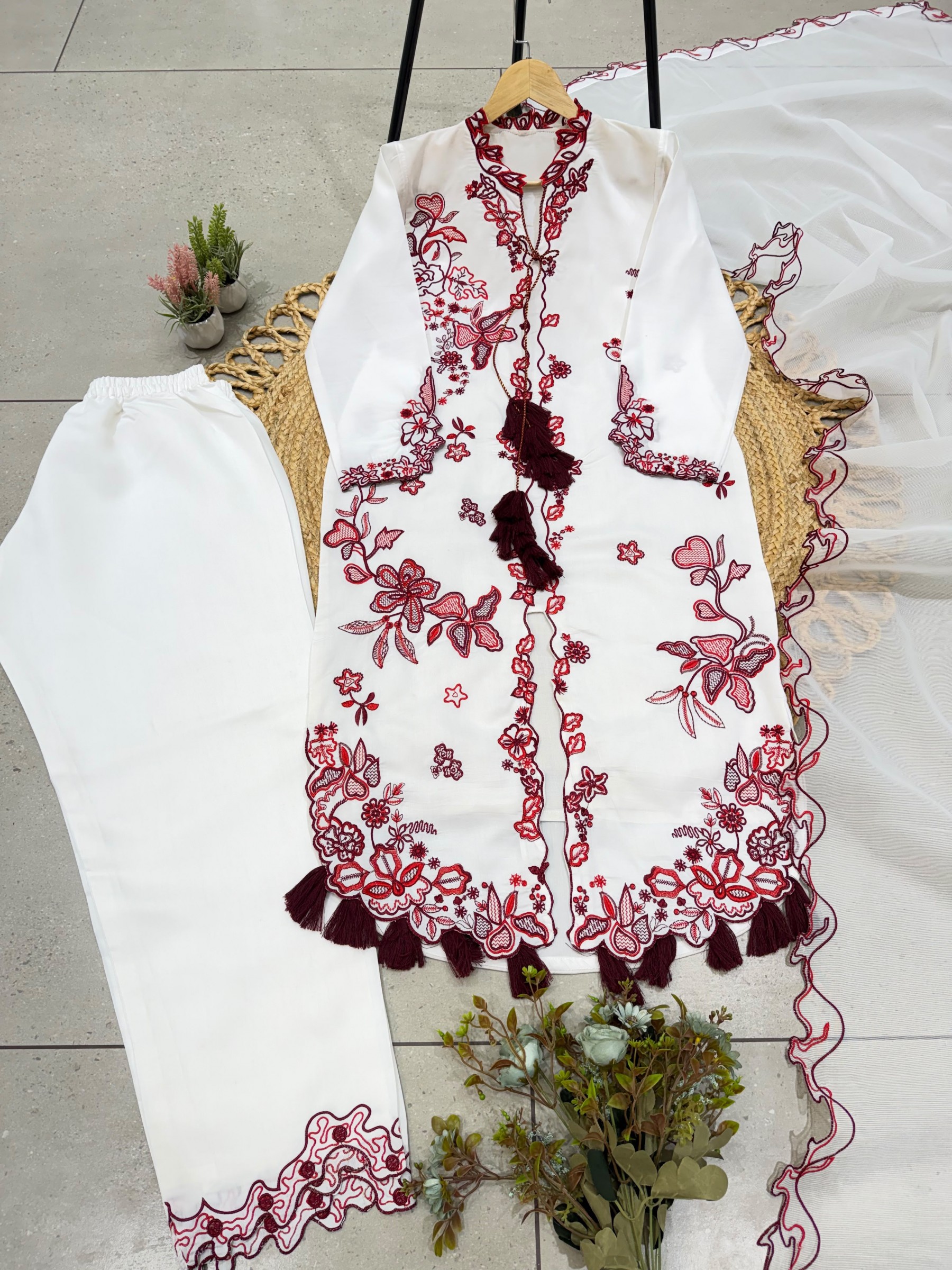 LG-2153 | Roman Silk Pakistani Embroidered Kurti Set