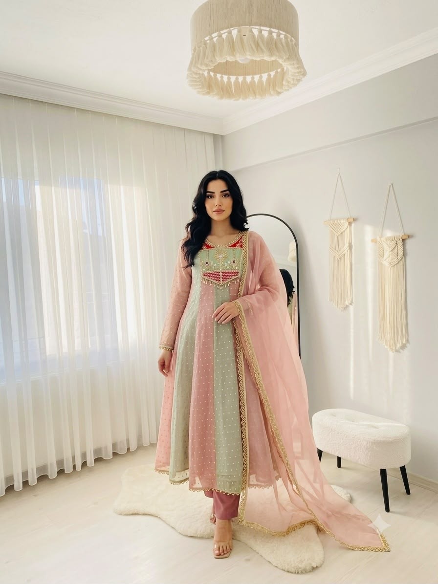 FD-822 | Pure Salsa Crush Butty Sequins Embroidered Gown Collection