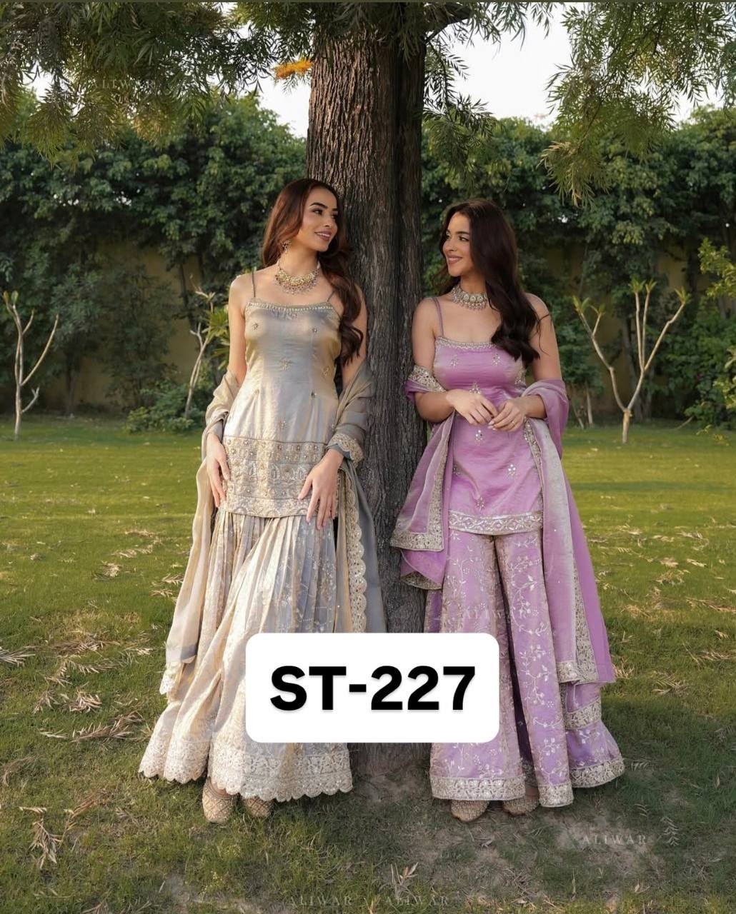 ST-227 | Heavy Jimy Silk Organza Embroidered Sequence Suit