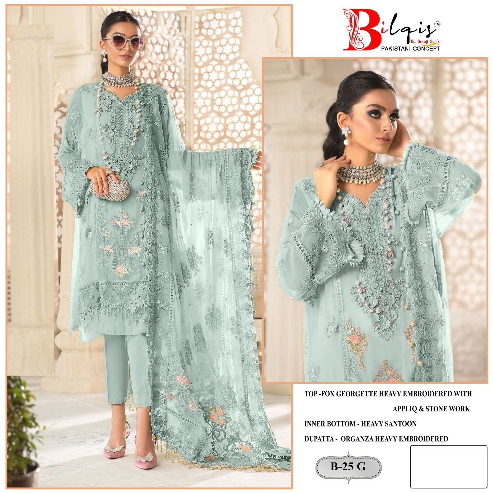 BILQIS B-25 | Fox Georgette Heavy Embroidered Designer Collection