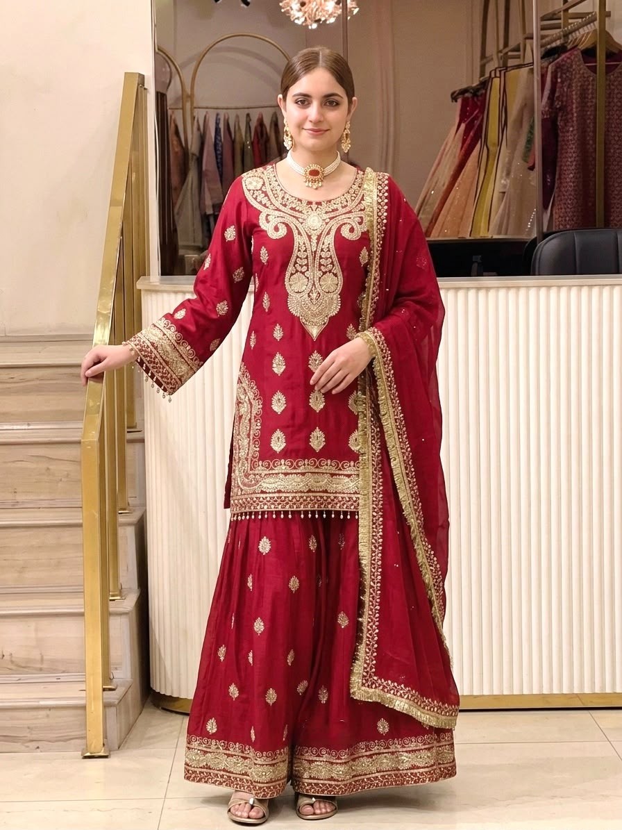 AD236 | Heavy Chinon Silk 3 MM Sequins Designer Party Wear