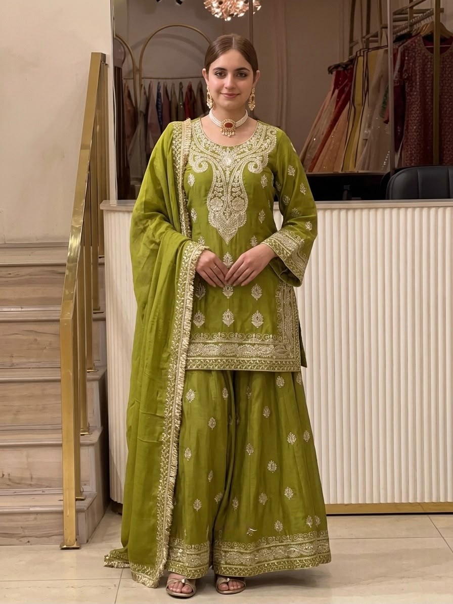 AD236 | Heavy Chinon Silk 3 MM Sequins Designer Party Wear