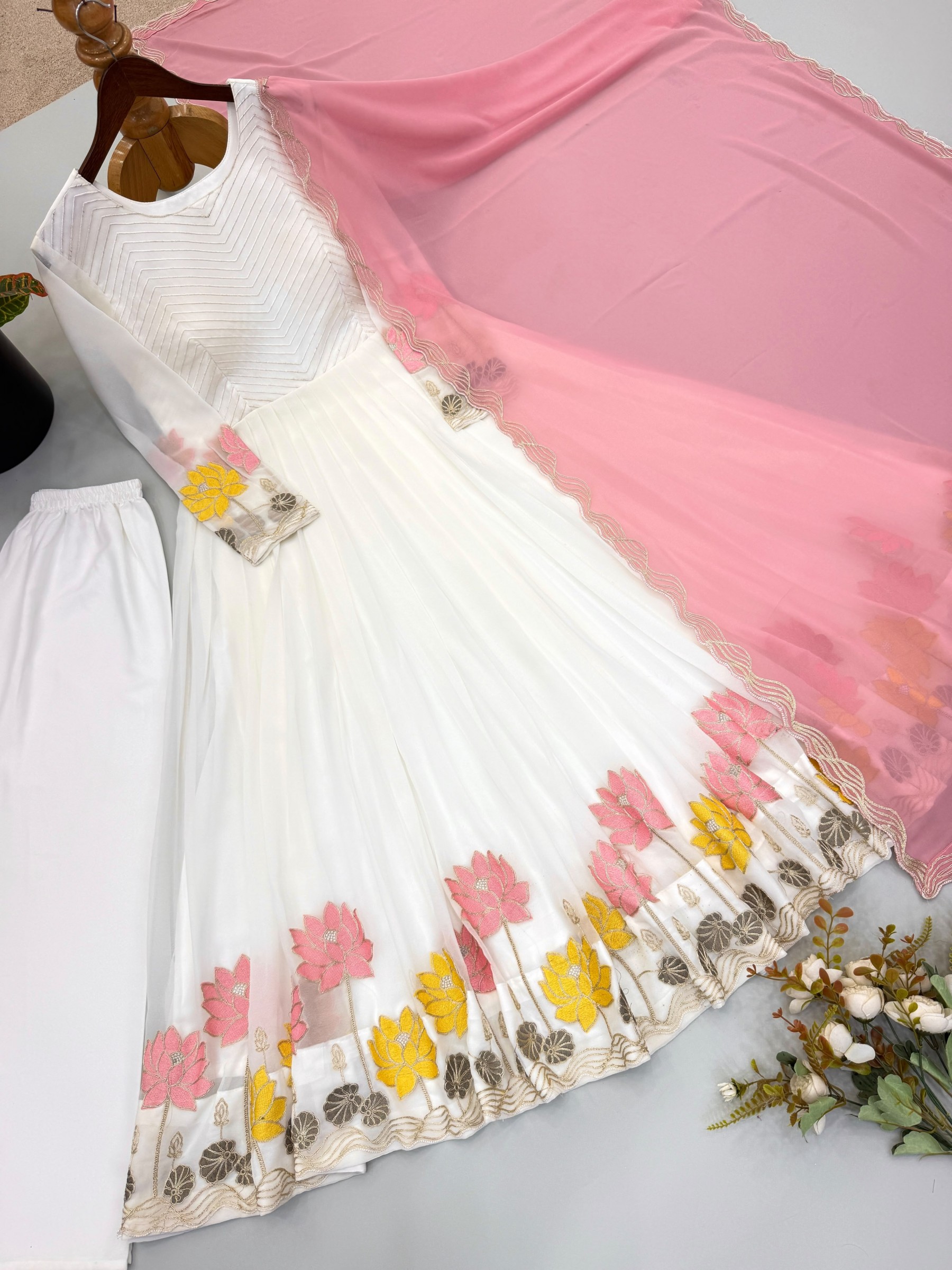 NSR-911 | Heavy Faux Georgette Embroidered Designer Gown