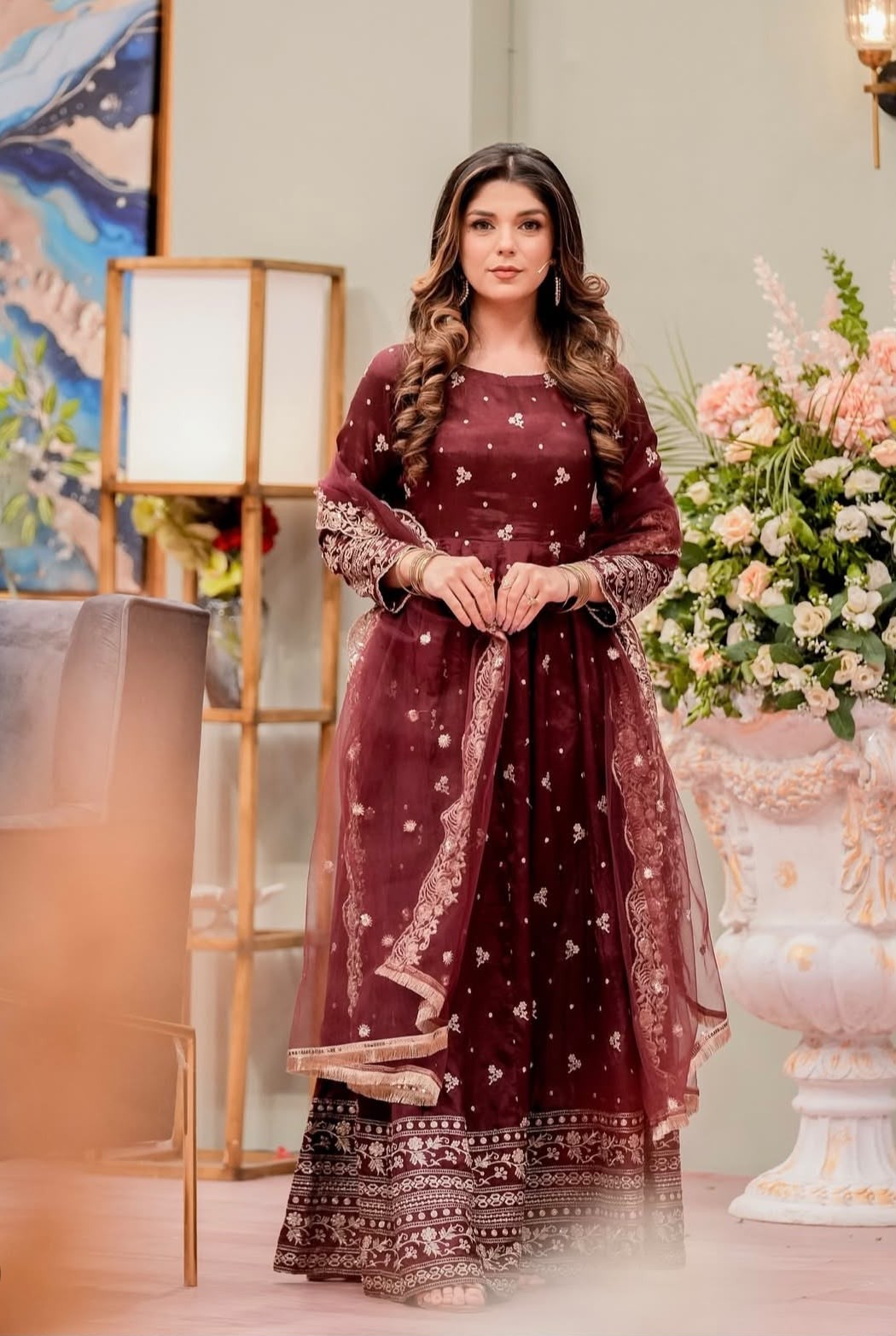 FD-131 | Pure Chinon Silk 5 MM Sequins Designer Gown