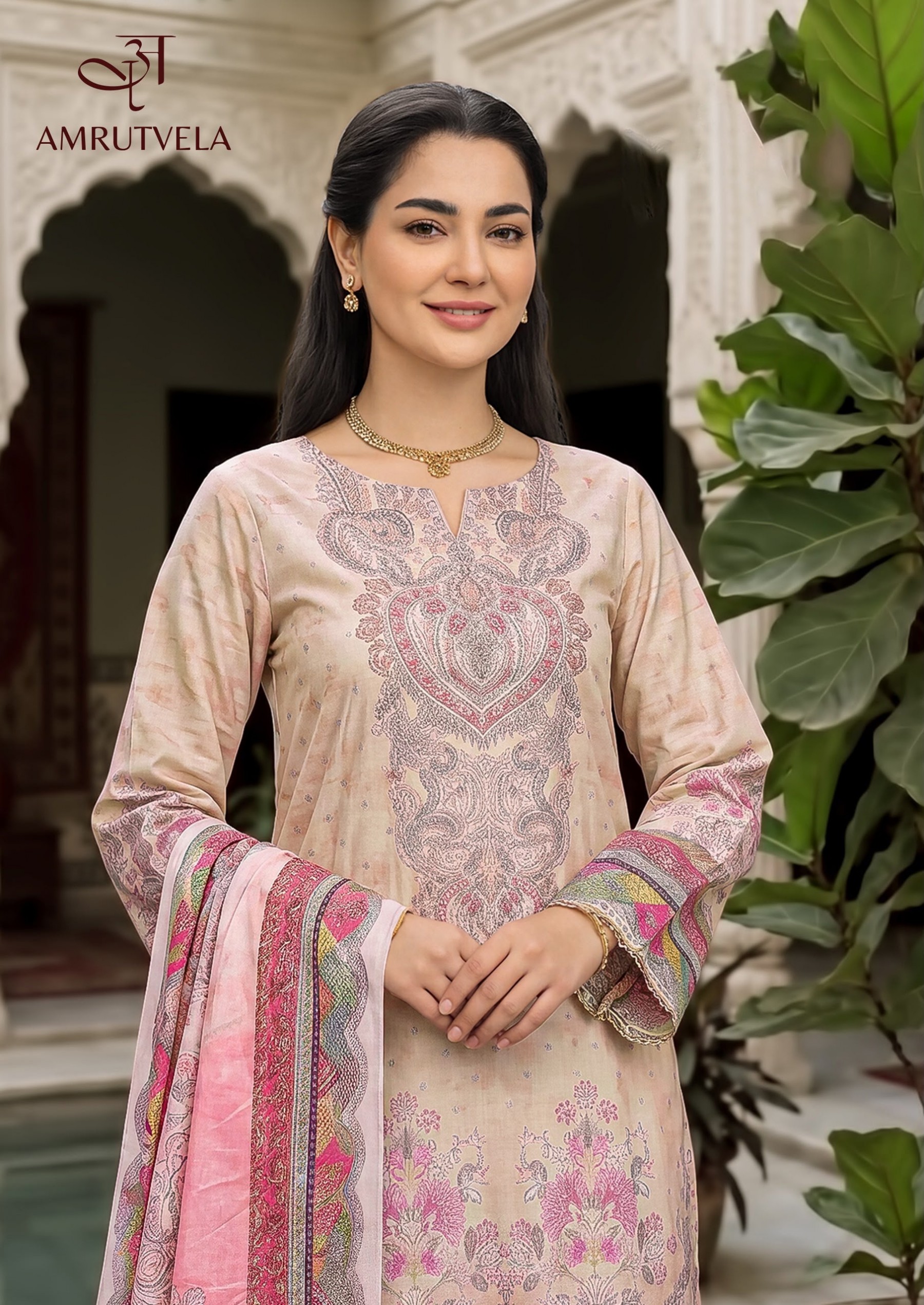 AMRUTVELA | AT-305 | Viscose Maslin Aari Hand Work Collection