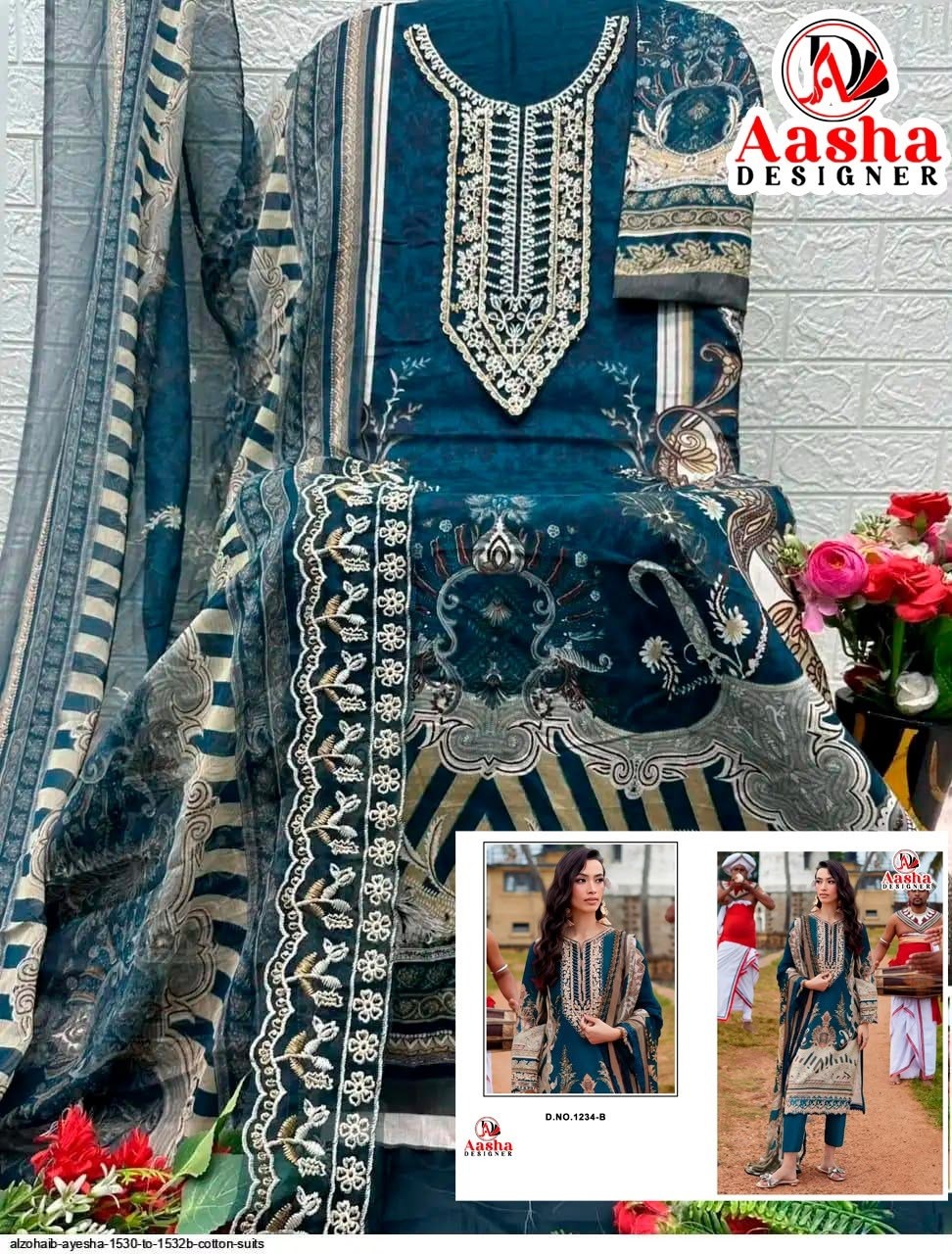 AASHA DESIGNER | 1134 | Pure Cotton Patch Embroidery Collection